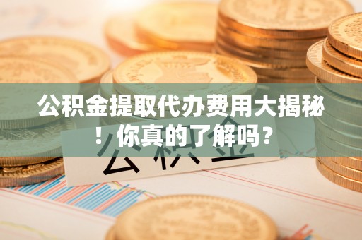滨湖公积金提取代办费用大揭秘！你真的了解吗？